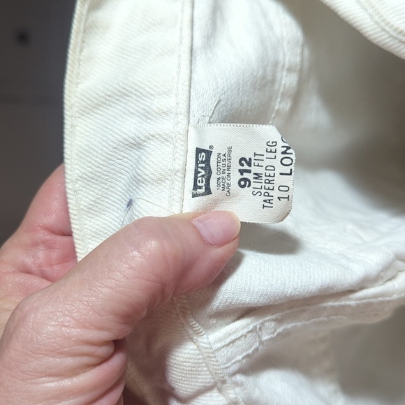 Vtg Levis Orange Tab White Denim Jeans Slim Fit Tapered Leg Sz 10 W28 L32 - Picture 9 of 11